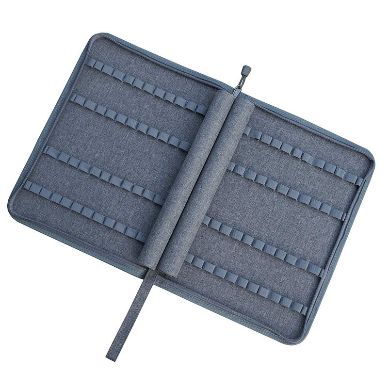 erofa 48 Slots Gray Fountain Pen Case, Canvas Pen Holder Display Pouch Bag Storage Large Capacity Water Resistant - Image 3
